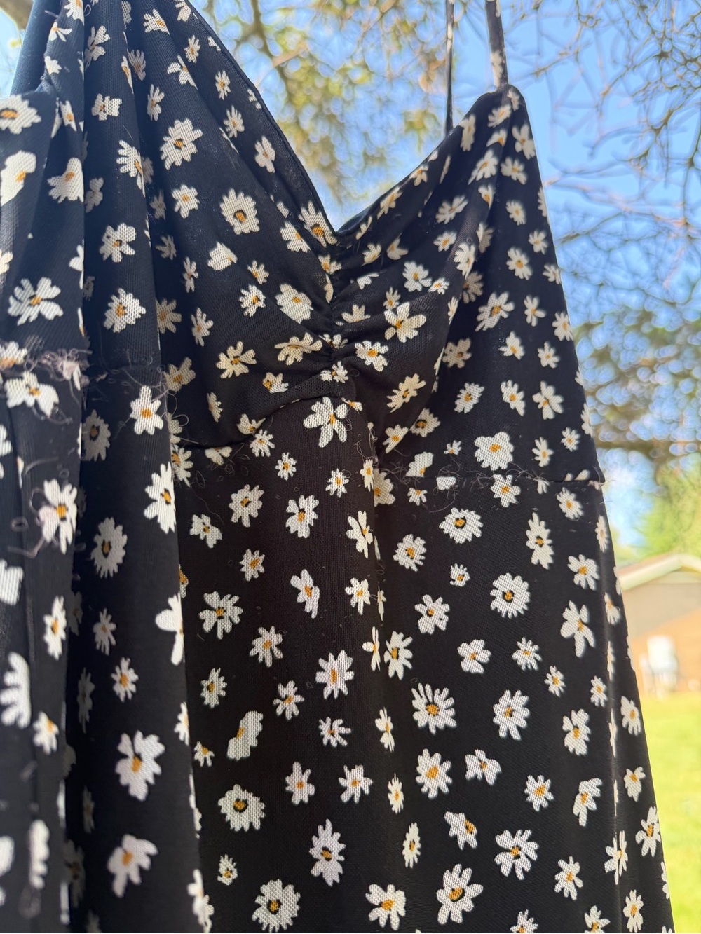 Ultra Flirt Black Daisy Print Spaghetti Strap dress